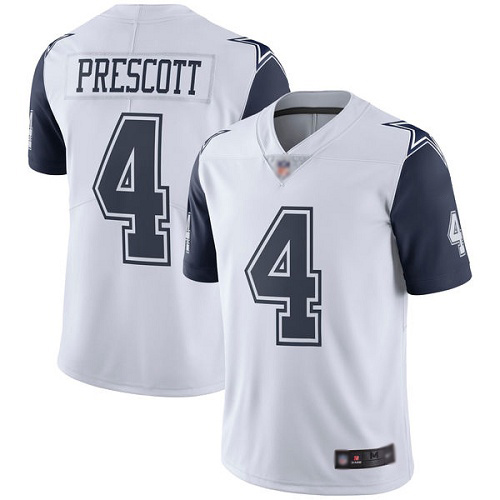 Men Dallas Cowboys Limited White Dak Prescott #4 Rush Vapor Untouchable NFL Jersey